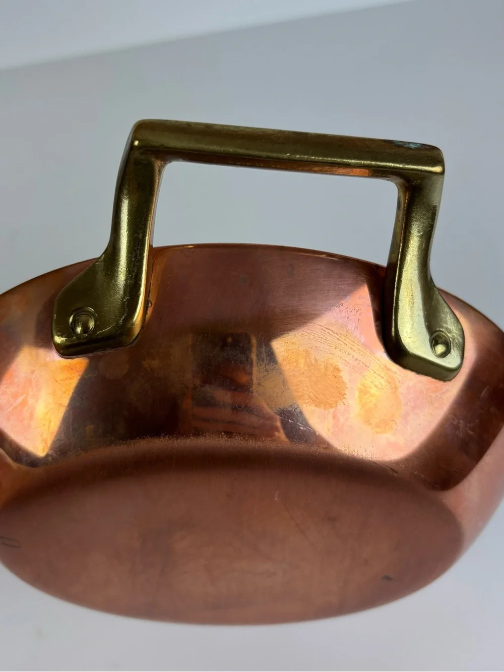 Vintage Paul Revere 1801 Signature Copper 8.5 inch Au Gratin Pan Brass Handles